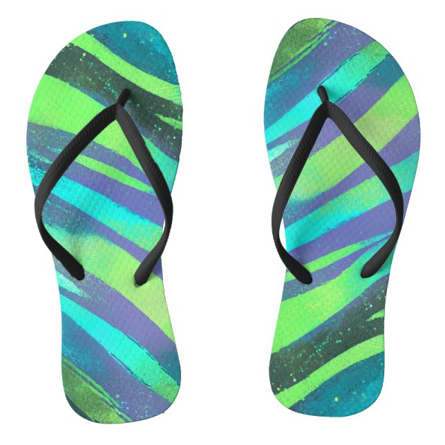 Strömende Farbwogen im Neonlicht Flip Flops (Fußbett)