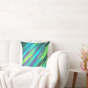 Strömende Farbwogen im Neonlicht Kissen