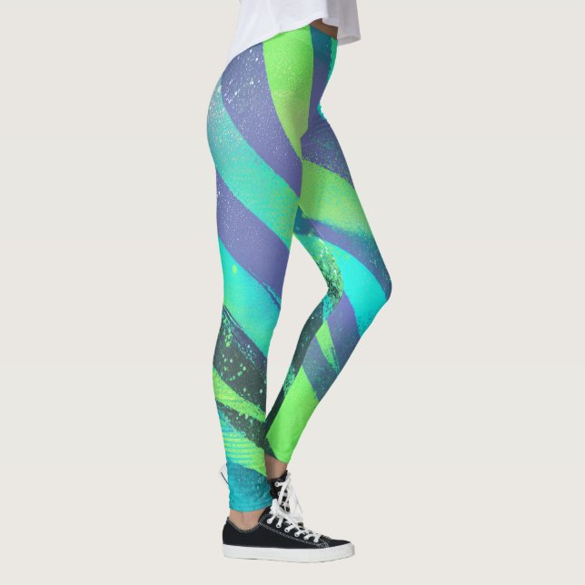 Strömende Farbwogen im Neonlicht Leggings (Rechts)