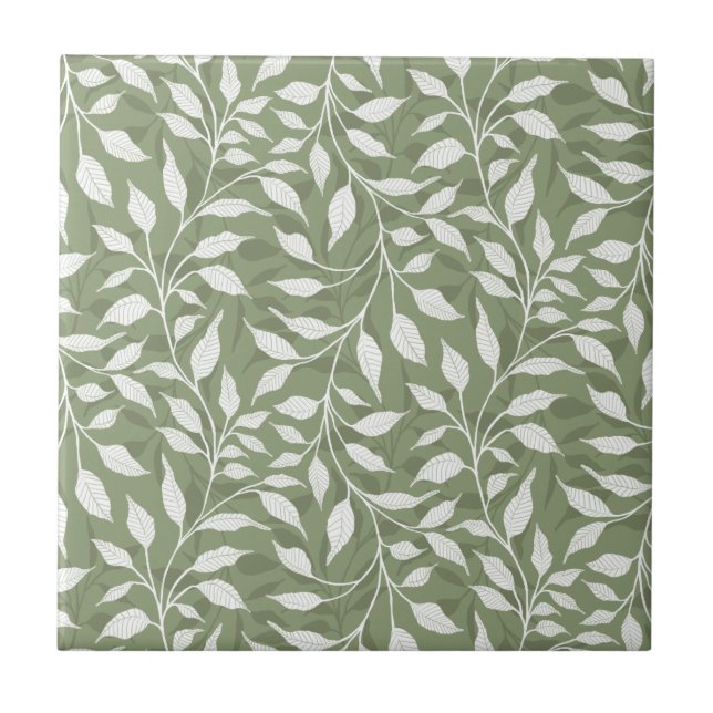 Strömung tanzender Blätter Design Delikate Foliage Fliese (Vorderseite)