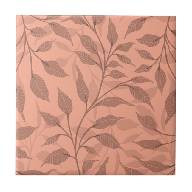 Strömung tanzender Blätter Design Delikate Foliage Fliese (Vorderseite)