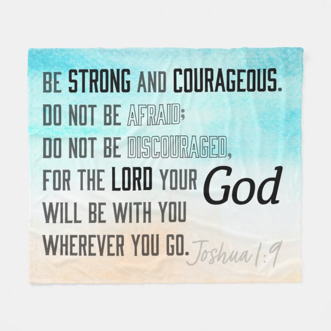 Strong and Courageous Joshua 1:9 Bible Fleecedecke (Vorderseite (Horizontal))