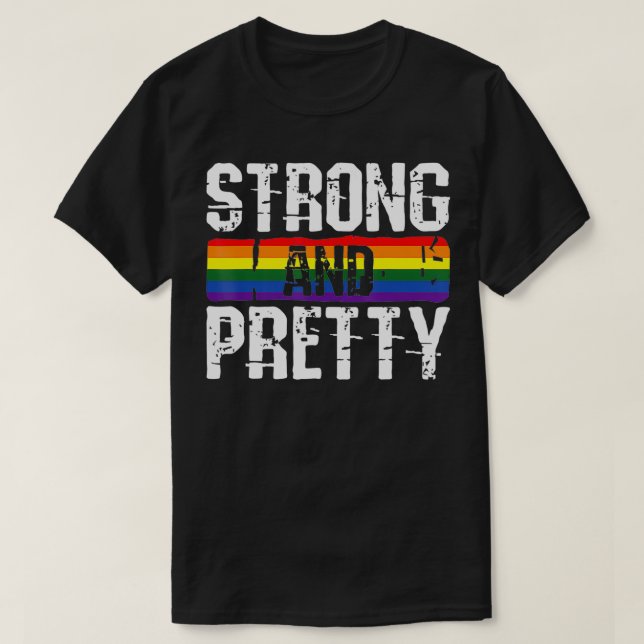 Strong And Pretty Gay Pride Gym Lifting Workout LG T-Shirt (Design vorne)
