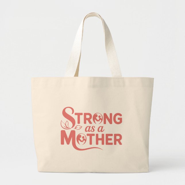Strong as Mother Pink - Feminist Quote Öko Bag Jumbo Stoffbeutel (Vorne)