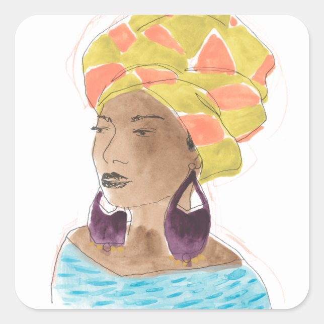 Strong & Beautiful Lady Quadratischer Aufkleber (Vorderseite)