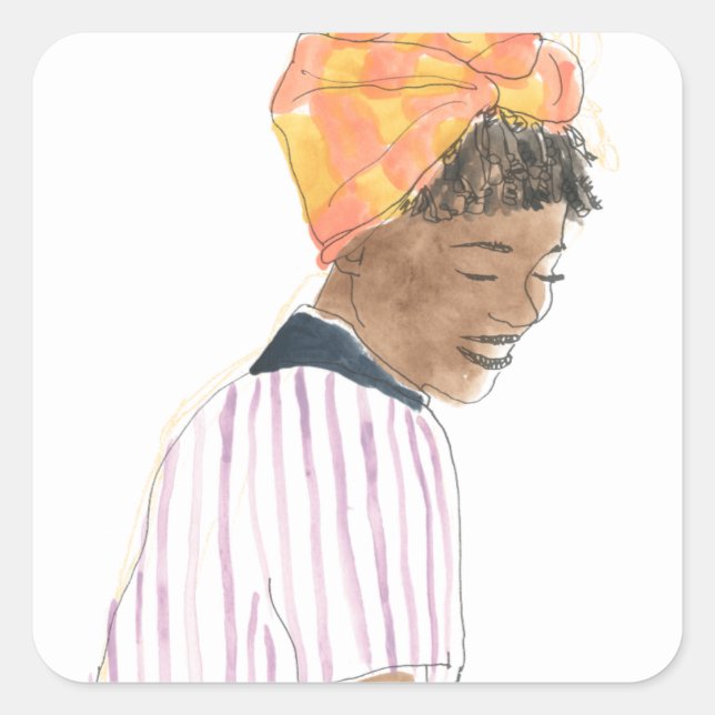 Strong & Beautiful Woman Lächeln Quadratischer Aufkleber (Vorderseite)