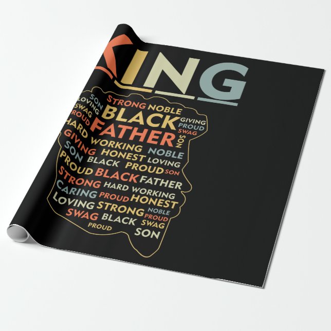 Strong Black King African American Natural Afro Geschenkpapier (Ungerollt)