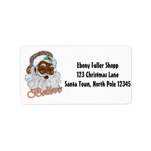 Strong Black Santa Melanin Chrismas Claus Men Adressaufkleber