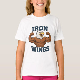 Strong Brown Eagle Iron Wings Design T-Shirt