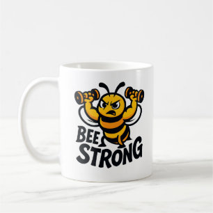 Strong Cartoon Bee Fitness Mascot Kaffeetasse