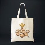 Strong Chick Bag Tragetasche<br><div class="desc">Add a touch of playful charm to your everyday errands with this tote bag featuring an original illustration of a cheerful little chick standing proudly on a pile of eggs. The warm, painterly style and expressive character bring a sense of humor and personality to the design, making it both eye-catching...</div>
