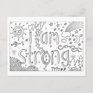 Strong - Coloring Book Postcard - Hand Drawing Postkarte