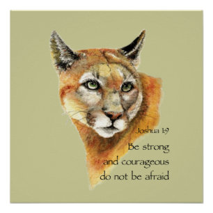 Strong Courageous Joshua Scripting Cougar Art Poster
