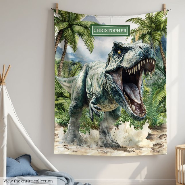 Strong Dinosaurier Blanket Individuelle Name Perso Fleecedecke (Strong Dinosaur Blanket Custom Name Personalized Boys)