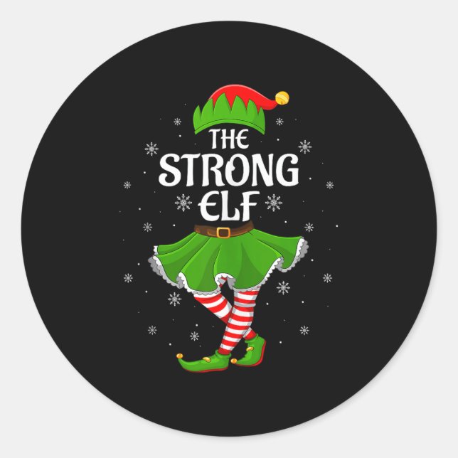 Strong Elf Christmas Family Girls Women Elf Squad  Runder Aufkleber (Vorderseite)