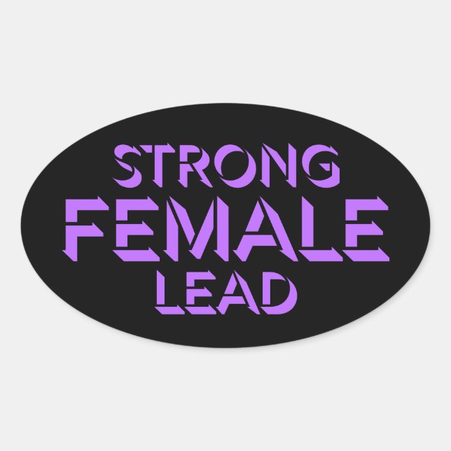 Strong Female Lead Feminist Empowerment Quote Logo Ovaler Aufkleber (Vorderseite)