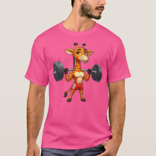 Strong Giraffe Barbell Lifting Weights Funny Carto T-Shirt