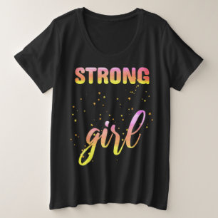 Strong Girl Pastel Star Große Größe T-Shirt