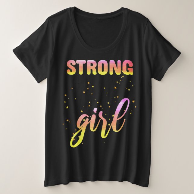 Strong Girl Pastel Star Große Größe T-Shirt (Design vorne)