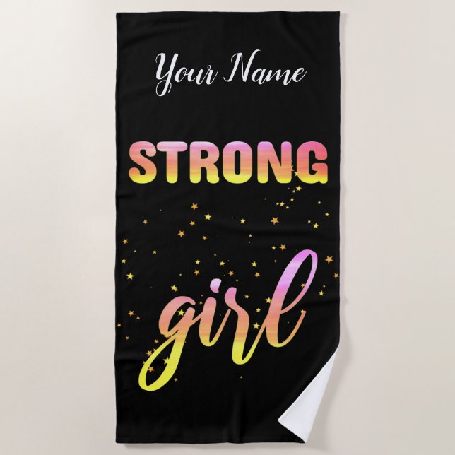 Strong Girl Pastel Star Strandtuch (Vorderseite)