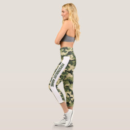 Strong Green Camouflage PERSONALIZE Capri Leggings