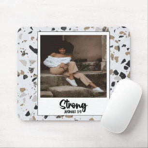 Strong Joshua 1:9 Terrazzo Pattern Mouse Pad Mousepad
