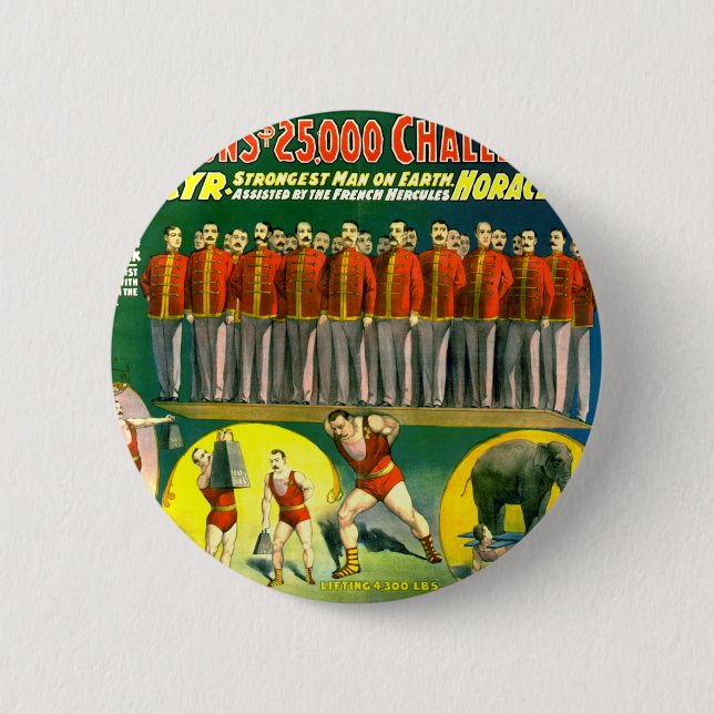 Strong Men Circus Vintag 1898 Poster anzeigen Button (Vorderseite)