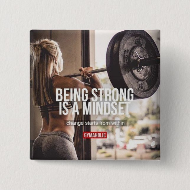 Strong Mindset - Women's Fitness Inspirational Button (Vorderseite)