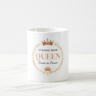 Strong Mom Queen Gold Crown Floral Design Kaffeetasse