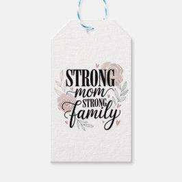 Strong Mom Strong Family Floral Quote Art Geschenkanhänger