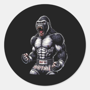 Strong Muay Thai Gorilla - Thai Boxing und Fightin Runder Aufkleber