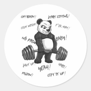 Strong Panda Deadlift Shirt Man Bodybuilder Bear P Runder Aufkleber