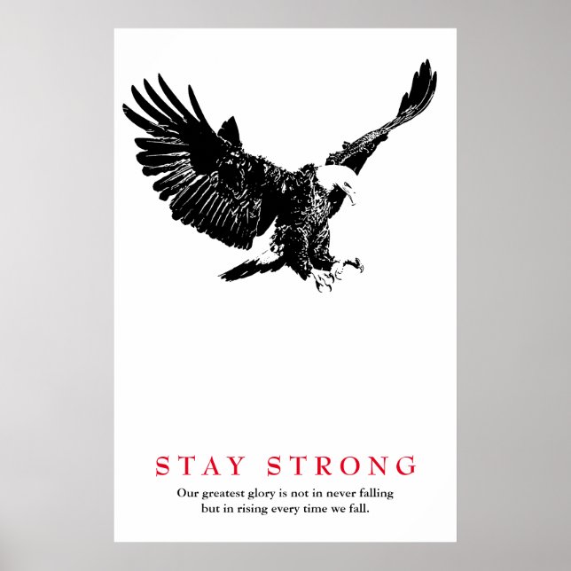 Strong Schwarz-weiß Bald Eagle Motivierend bleibe Poster (Vorne)
