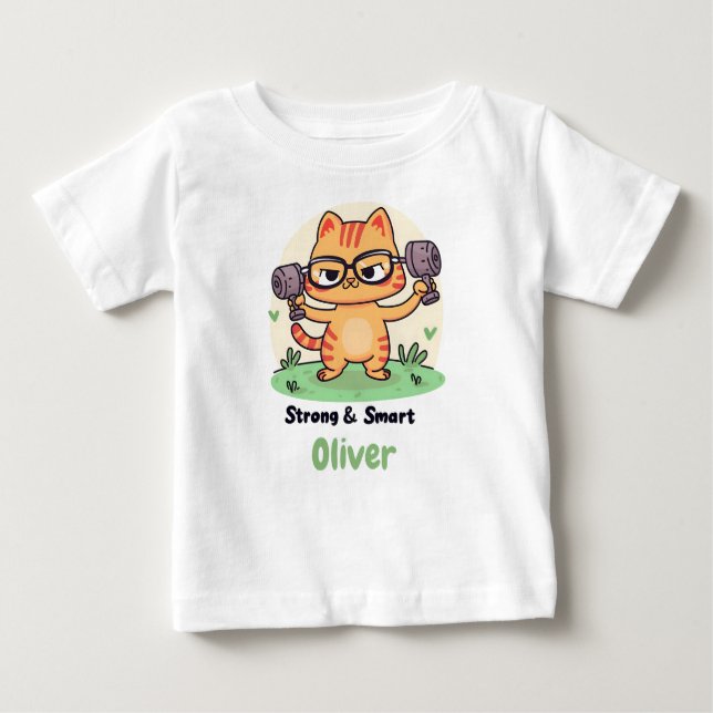 Strong Smart Cat Baby T-shirt (Vorderseite)