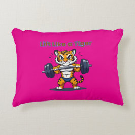 **Strong Tiger – Cute Tiger Lifting Weights Illust Dekokissen