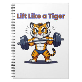 **Strong Tiger – Cute Tiger Lifting Weights Illust Notizblock