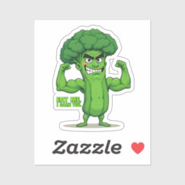 Strong Veggies Club Flexing Broccoli Funny Cartoon Aufkleber