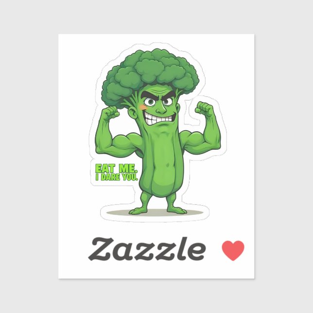 Strong Veggies Club Flexing Broccoli Funny Cartoon Aufkleber (Blatt)