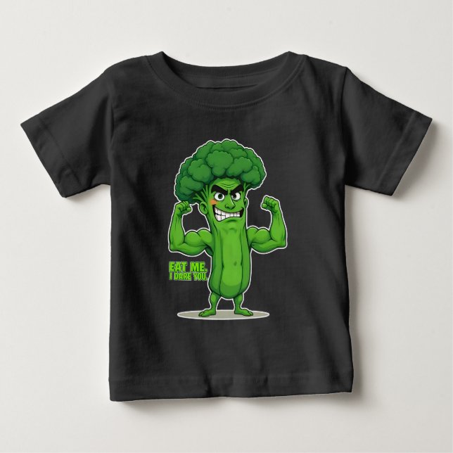 Strong Veggies Club Flexing Broccoli Funny Cartoon Baby T-shirt (Vorderseite)