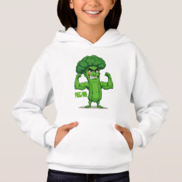Strong Veggies Club Flexing Broccoli Funny Cartoon Hoodie