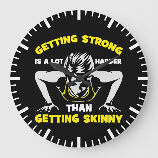 Strong vs Skinny - Women's Workout Motivierend Große Wanduhr (Vorderseite)