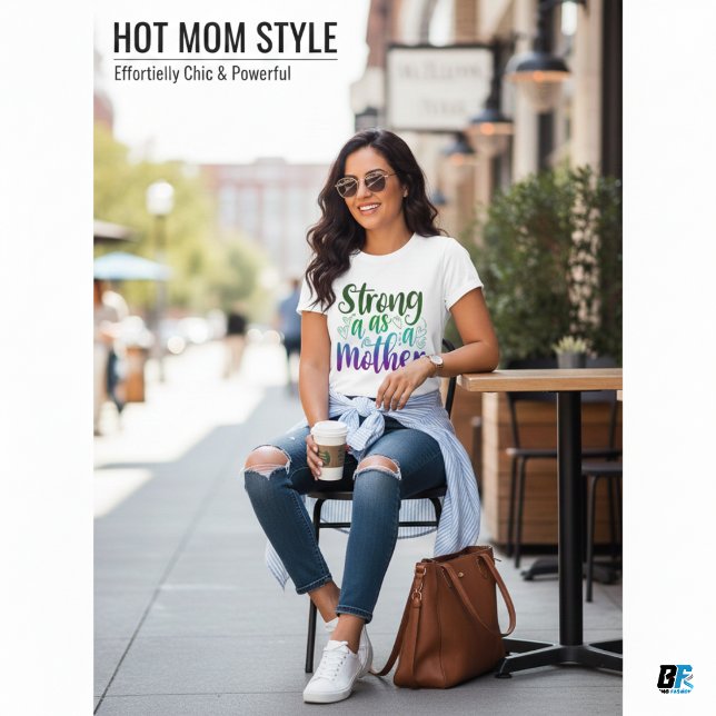 Strong wie Mother Black Modern Script T - Shirt (Von Creator hochgeladen)