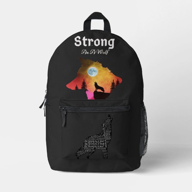 Strong Wolf Spirits Bedruckter Rucksack (Vorderseite)
