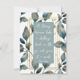 Strong Woman Positive Message Gold Green Foliage Postkarte