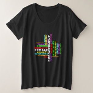 Strong Woman Word Cloud Große Größe T-Shirt