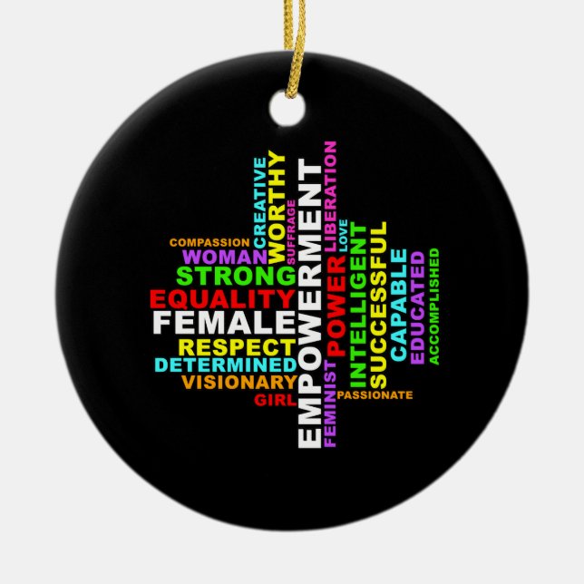Strong Woman Word Cloud Keramik Ornament (Vorne)