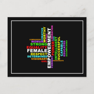 Strong Woman Word Cloud Postkarte