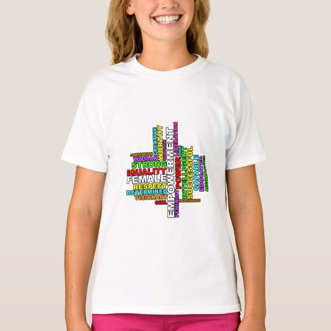Strong Woman Word Cloud T-Shirt (Vorderseite)