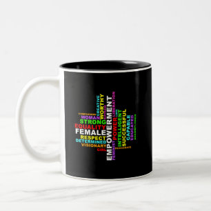 Strong Woman Word Cloud Zweifarbige Tasse