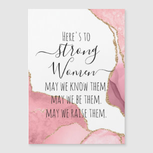 Strong Women Blush & Gold Agate Elegantes Girly-Ge Magnetkarte